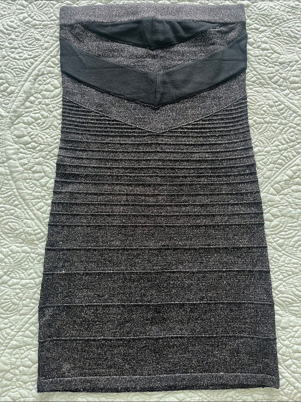 Metropark Strapless Black Glitter Bandage Dress